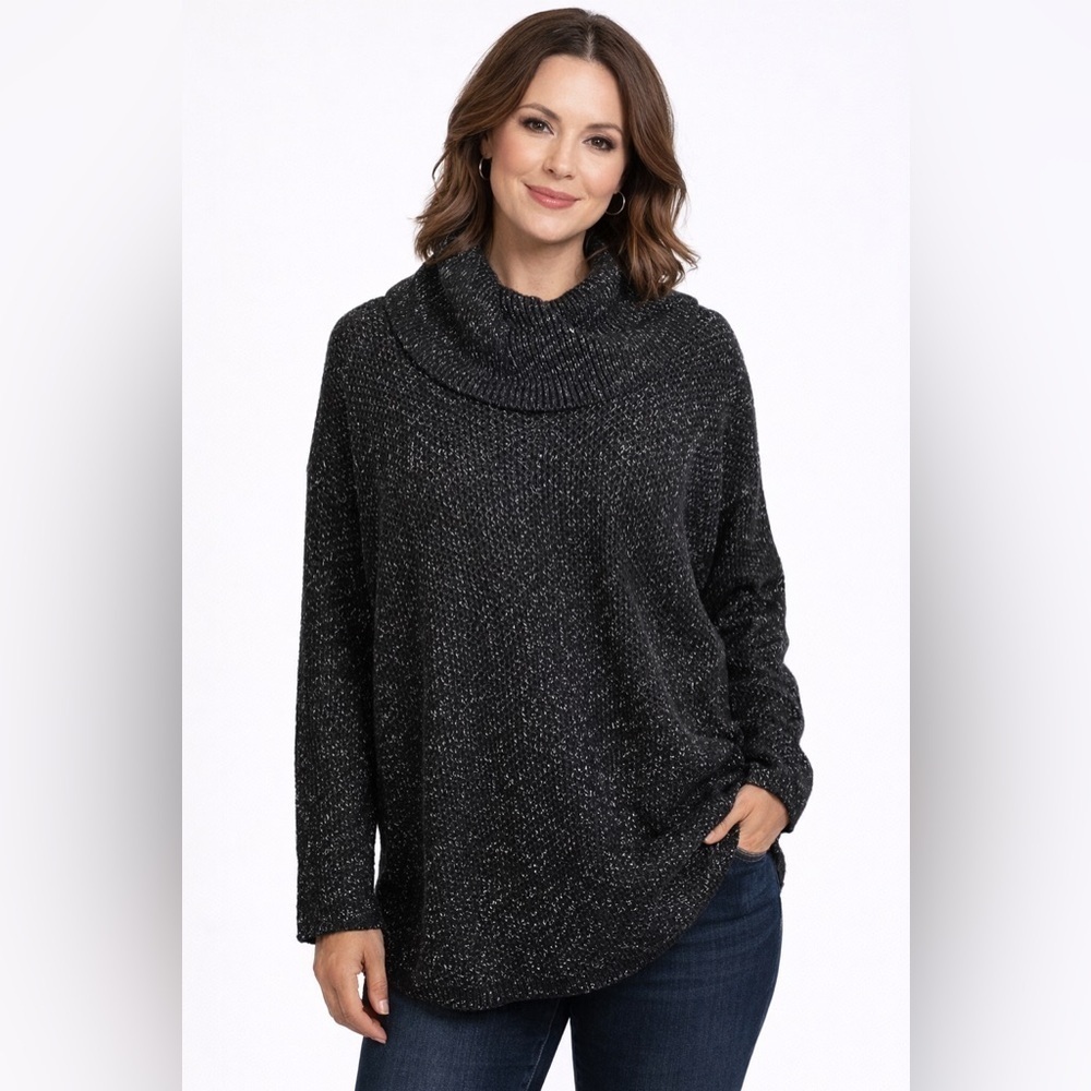 C women’s size XL black and metallic silver sweater, turtle neck, soft pull over